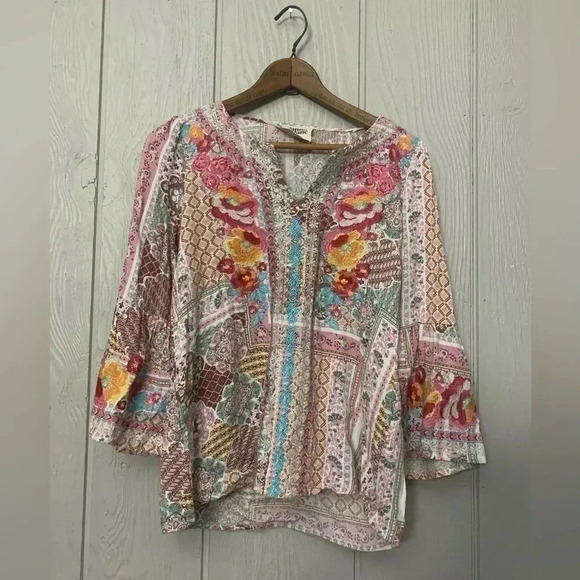 Savanna Jane embroidered colorful boho embroidered beautiful blouse 70s | size S - Picture 1 of 7